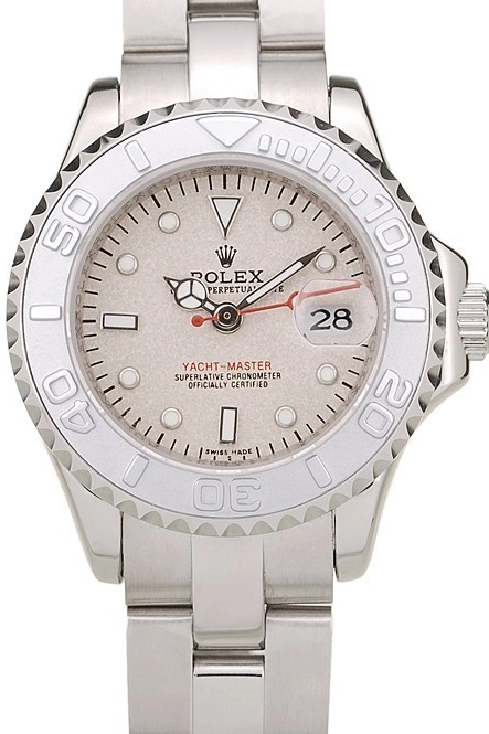 Rolex aaa copy Yacht Master Rolex Beige Dial Silver Bezel 0801